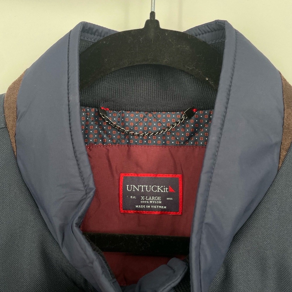UNTUCKit Mens Long Sleeve Button Front All Weather Navy Luxury Jacket XL - Picture 6 of 11